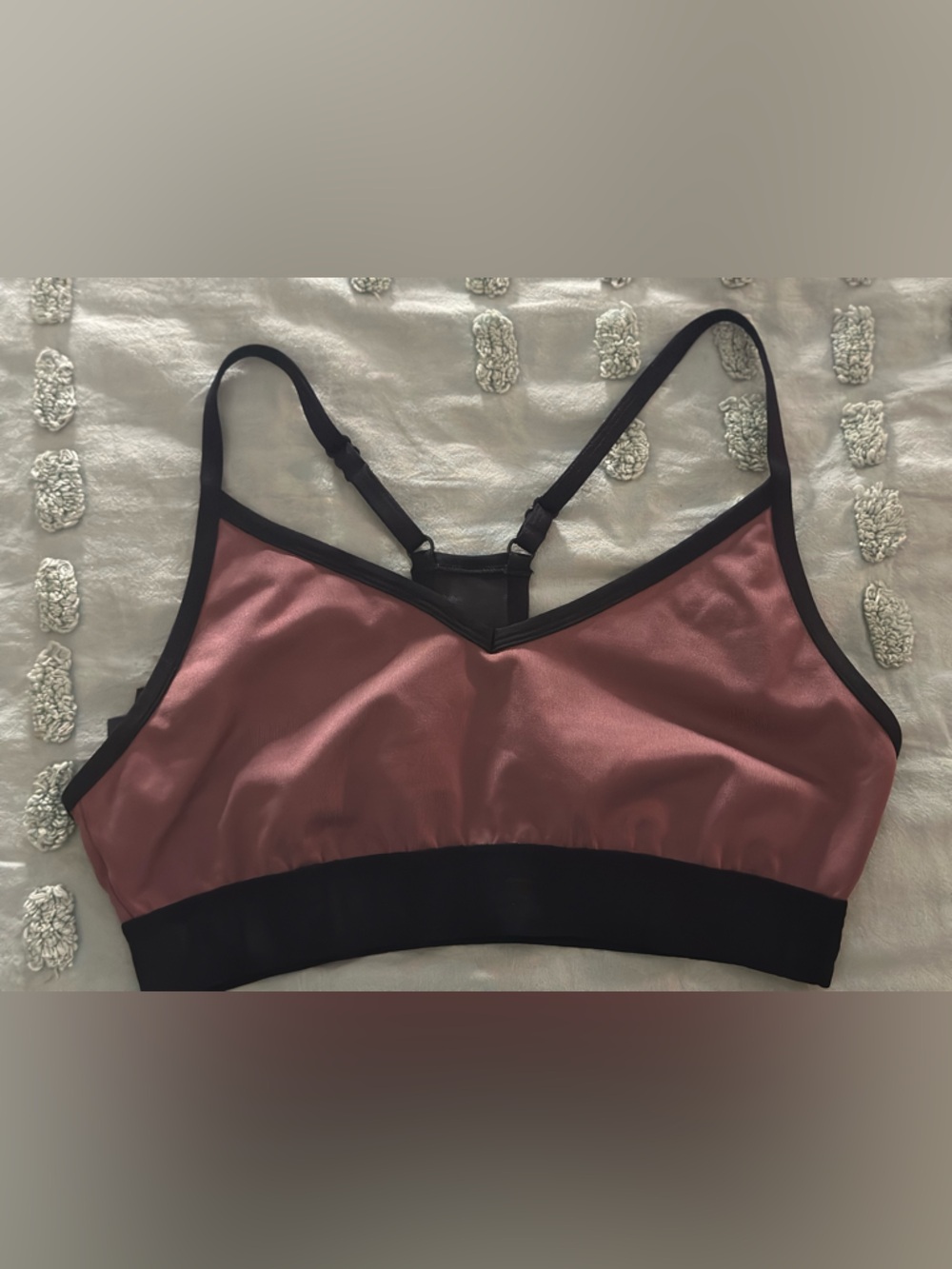 Victoria’s Secret Mauve Bralette w/ Mesh Racer Back Black Trim Shimmer Logo - Picture 14 of 15